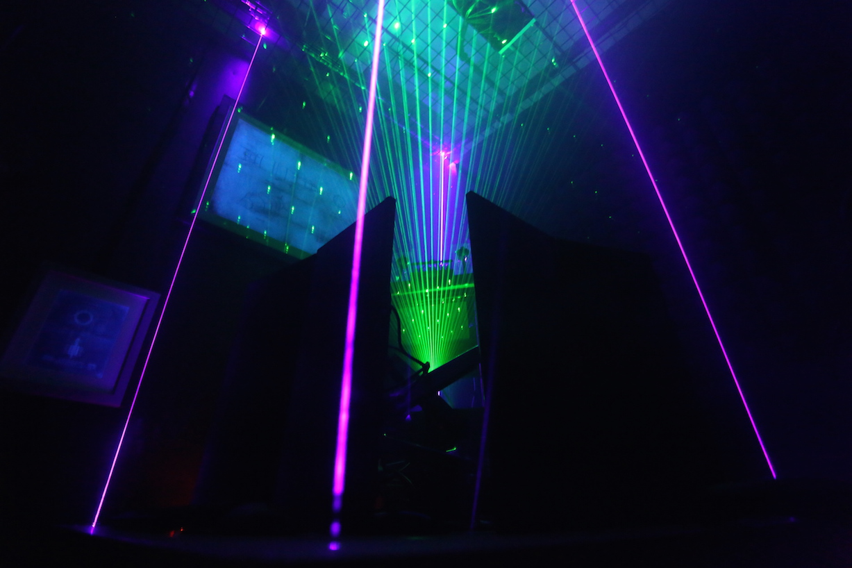 Purple and green lasers